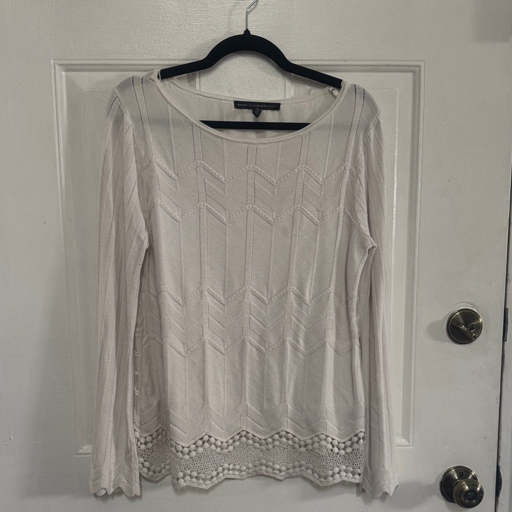 White House Black Market Cream Textured Blouse